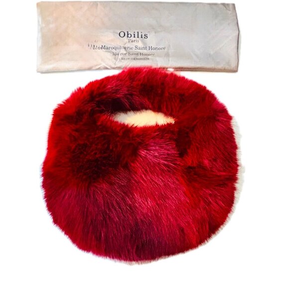 Obilis, Paris Boutique Exclusive Mink HandBag Rich Burgundy Mini Bag NEW - Picture 5 of 9